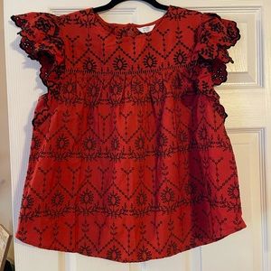 Crown & Ivy Burnt Orange Flutter Sleeve Top